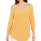 JM Collection Women's Cold-Shoulder Top Gold Size X-Large