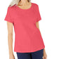 Karen Scott Women's Cotton Crochet-Front Top  Orange Size Small