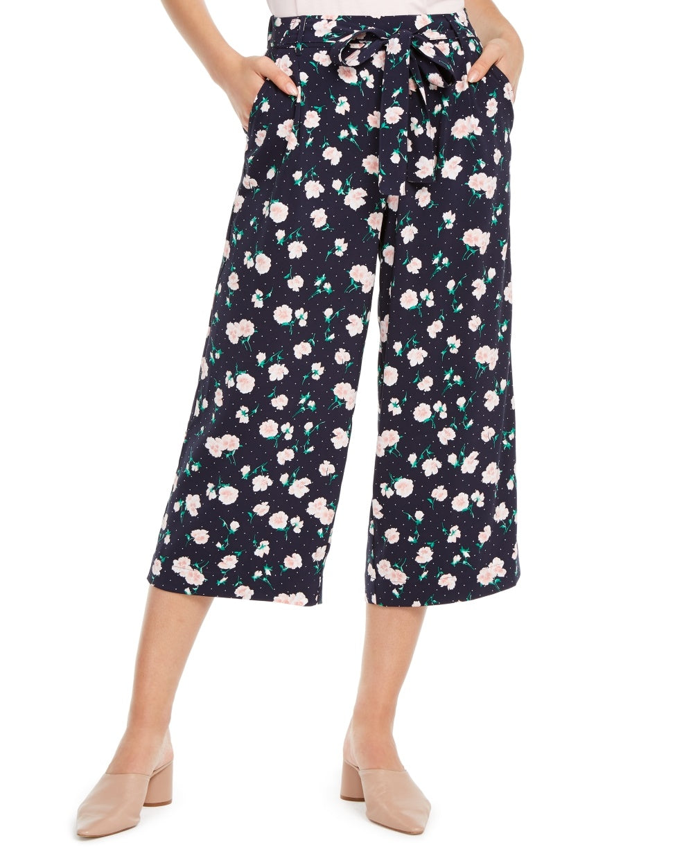 Maison Jules Women's Petal Print Culotte Pants Blue Size X-Small