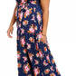 Love Squared Women's Trendy Plus Size Surplice Floral Print Maxi Dress Blue Size 2X