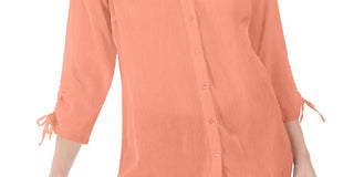 Charter Club Women's Gauzy Tie-Sleeve Blouse Pink Size X-Large