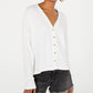 Hippie Rose Junior's Waffle Knit Button Front Cardigan White Size X-Small