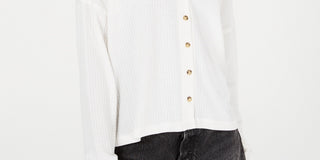 Hippie Rose Junior's Waffle Knit Button Front Cardigan White Size X-Small