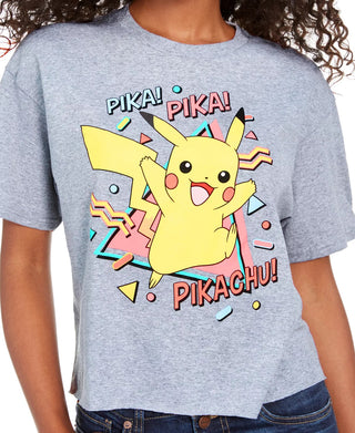 Mad Engine Juniors' Pikachu Cotton T-Shirt Gray Size Small