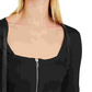 INC International Concepts Women's Square Neck Zip-Front Sweater Black Size X-Small