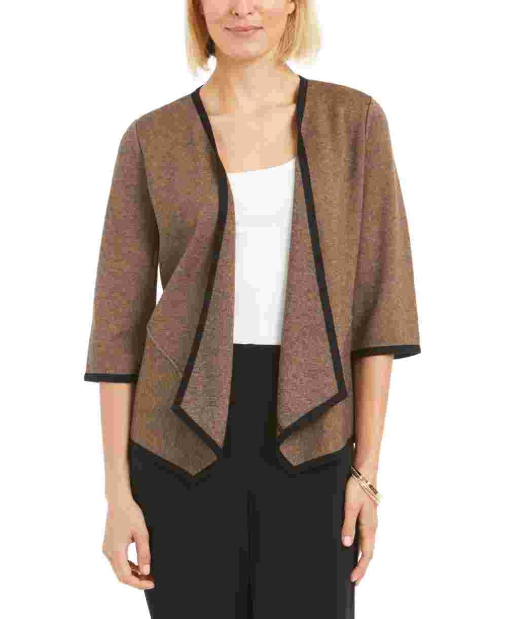 Alfani Women's Drape-Front Cardigan Brown Size Large