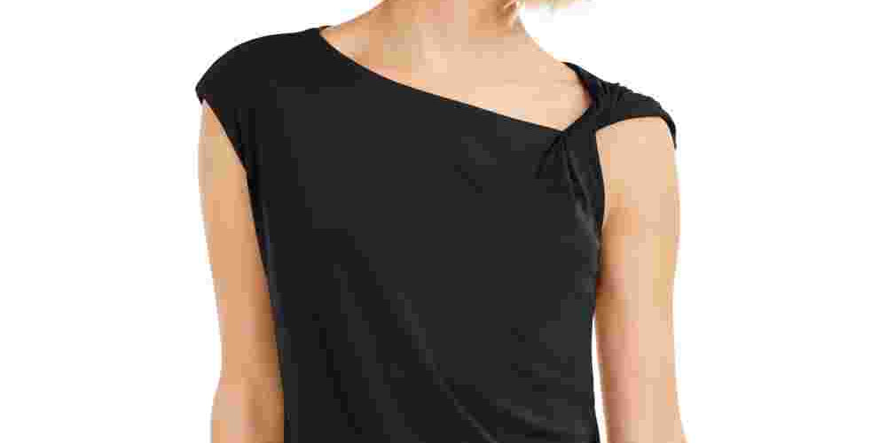 Alfani Women's Asymmetrical Knotted Top Black Size X-Large