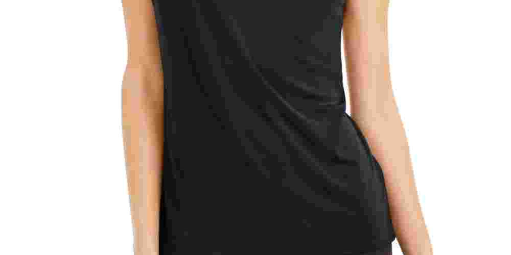 Alfani Women's Asymmetrical Knotted Top Black Size X-Large