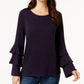 Style & Co Women's Tiered-Sleeve Top Purple Size Large