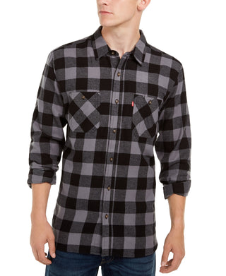 Levi's Men's Yanda Buffalo Plaid Flannel Shirt Grey Size Small