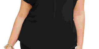 Bar III Women's Plus Suit Separate V-Neck T-Shirt Black Size 1X