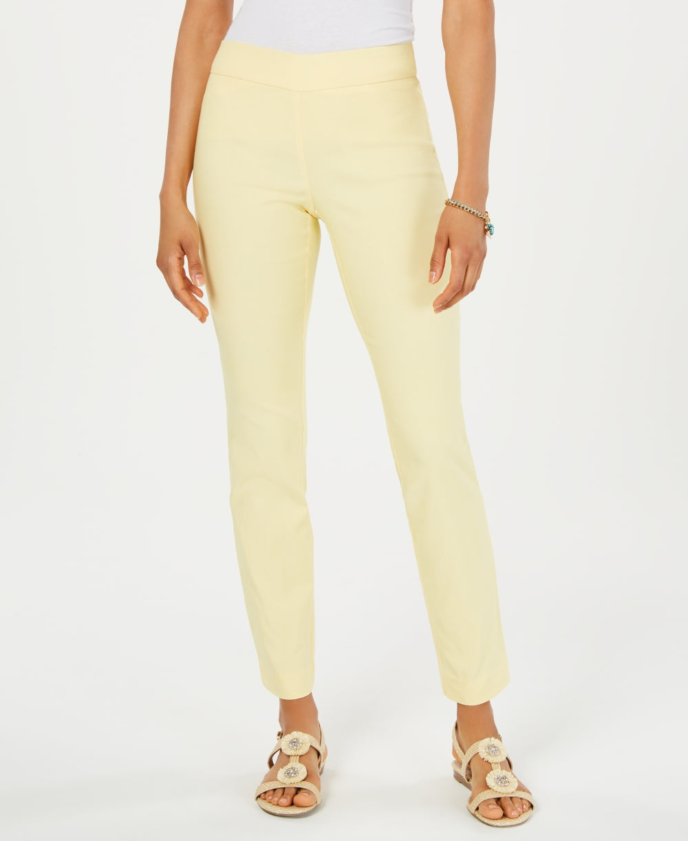Charter Club Women's Cambridge Skinny Pull-On Tummy-Control Pants Regular And Short Lengths Yellow Size 8