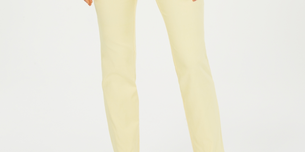 Charter Club Women's Cambridge Skinny Pull-On Tummy-Control Pants Regular And Short Lengths Yellow Size 8