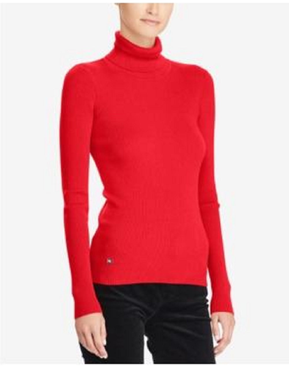 Ralph Lauren Women's Red Ribbed Long Sleeve Turtle Neck Sweater Red Size XX-Large