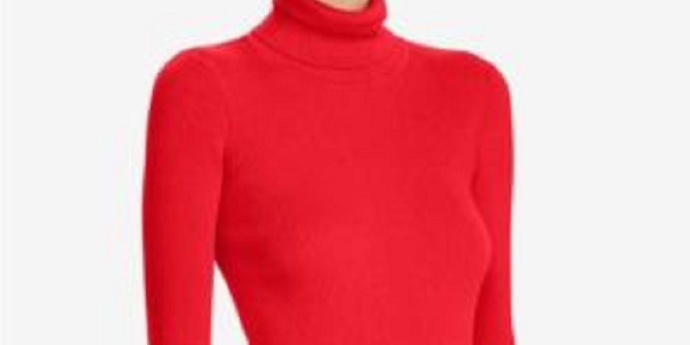 Ralph Lauren Women's Red Ribbed Long Sleeve Turtle Neck Sweater Red Size XX-Large