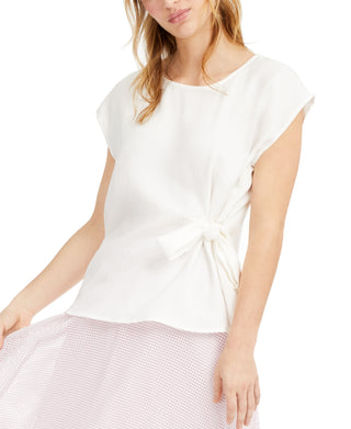 Alfani Women's Tie-Front Top White Size X-Large