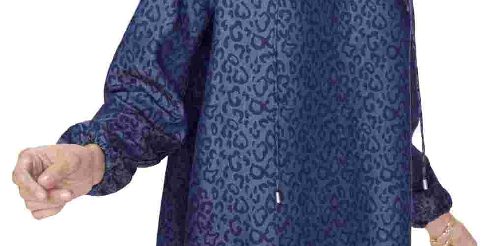 NYDJ Women's Peasant Blouse Chambray Cat Blue Size X-Large