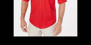 Alfani Men's Warren Long Sleeve Shirt Orange Size Small