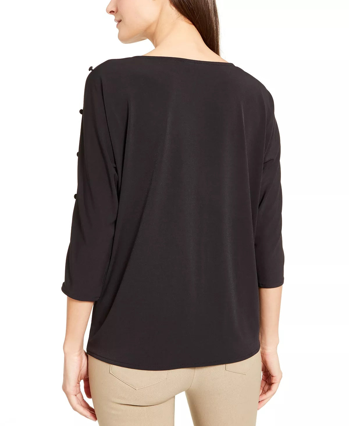 Alfani Women's Printed Button-Sleeve Top Beige Khaki Size XX-Large