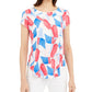 Alfani Women's Printed T-Shirt Pink Size XX-Large