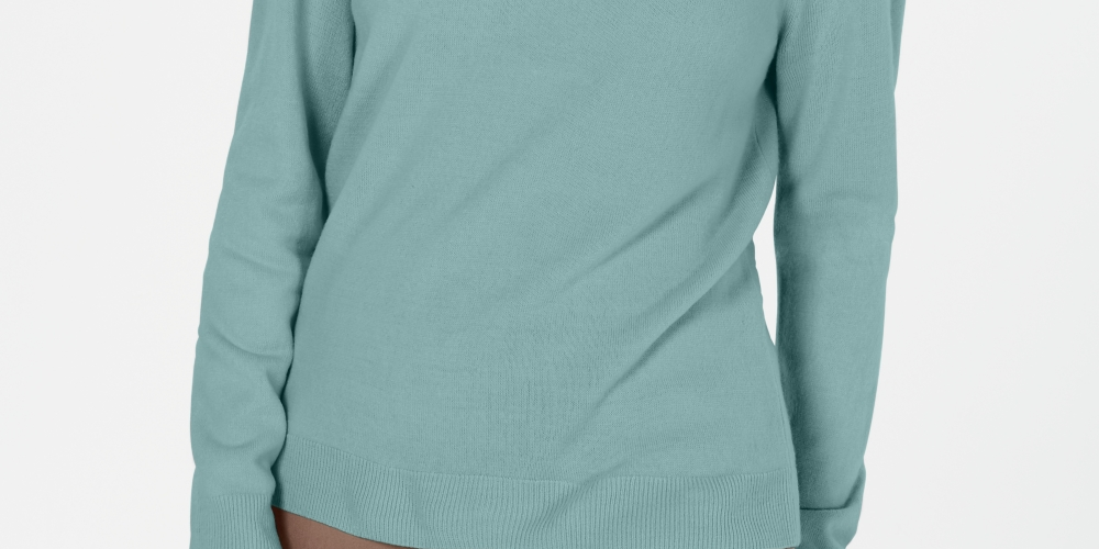 Karen Scott Women's Zip-Back Mock-Neck Sweater Blue Size Small