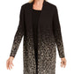 JM Collection Women's Ombre Jacquard Coatigan Black Size Petite S