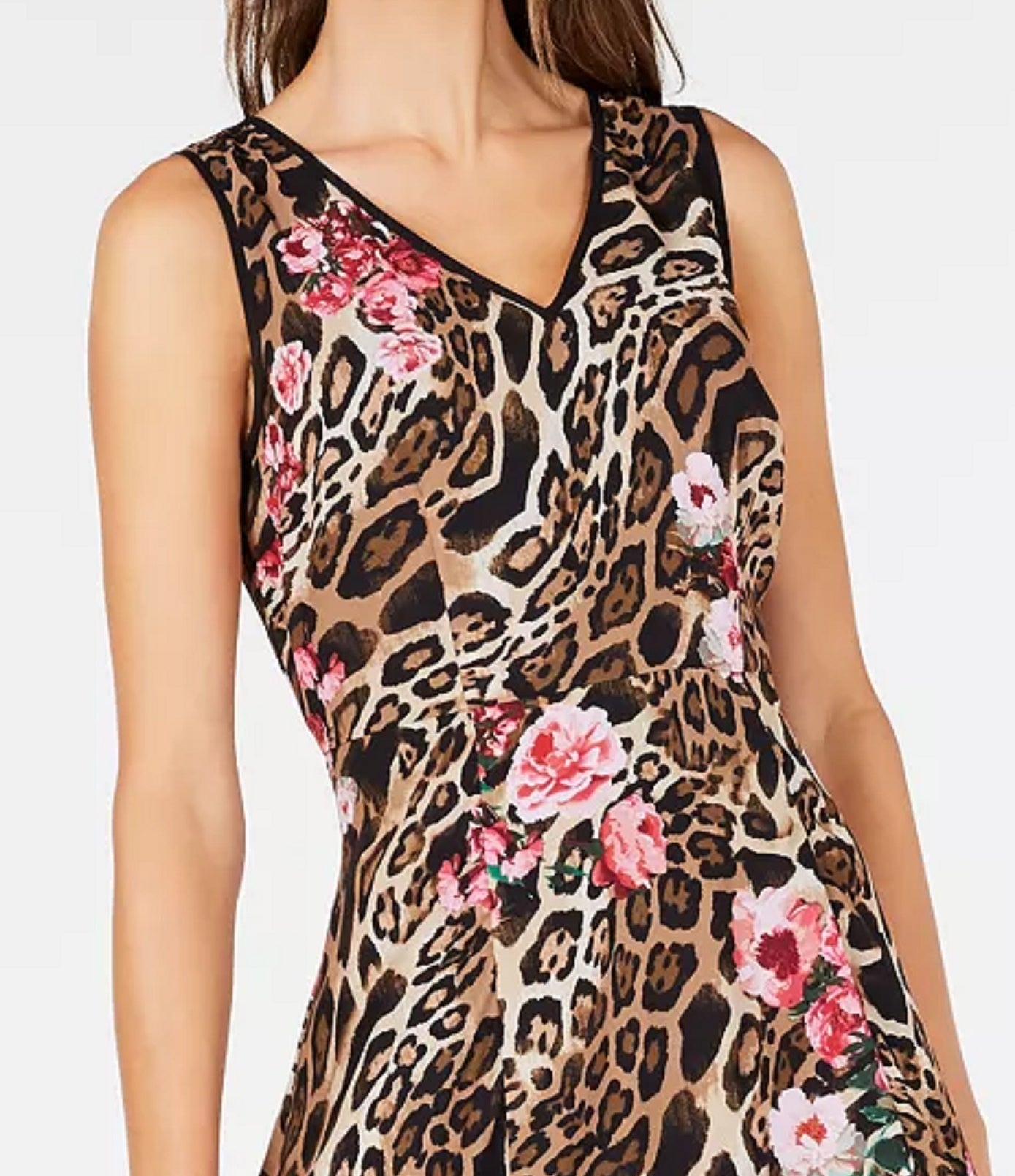 INC International Concepts Women's Printed Sleeveless Dress Animal/Flower Print  Size 12