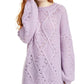 Ultra Flirt Junior's Cable Knit Tunic Sweater Purple Size Small