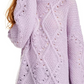 Ultra Flirt Junior's Cable Knit Tunic Sweater Purple Size Small