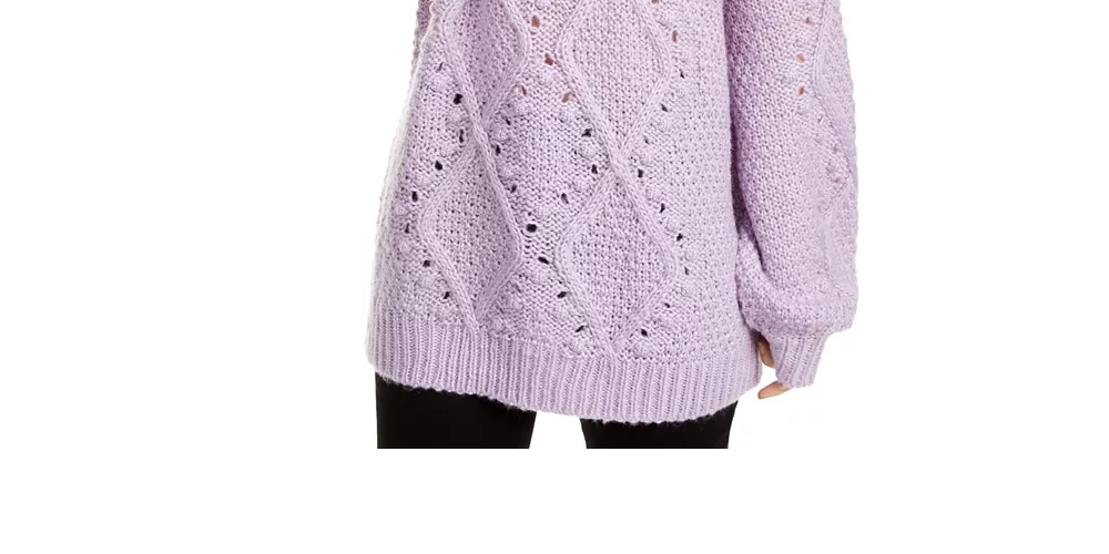Ultra Flirt Junior's Cable Knit Tunic Sweater Purple Size Small