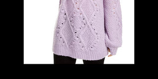 Ultra Flirt Junior's Cable Knit Tunic Sweater Purple Size Small