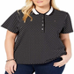Tommy Hilfiger Women's Dot Print Polo Shirt Black Size 1X