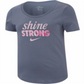 Nike Girl's 'Shine Strong' Scoop Neck Tee Blue Size Small