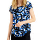 Alfani Women's Printed Round Hem T-Shirt Black Size Petite Small