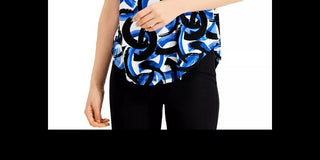 Alfani Women's Printed Round Hem T-Shirt Black Size Petite Small