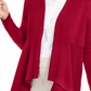JM Collection Women's Mixed Ribbed Flyaway Cardigan Wine Size Petite Small