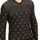 Alfani Men's Classic Fit Metallic Check V Neck Sweater Black Size Small