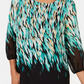 JM Collection Women's Printed Embellished Blouson Sleeve Top Green Size P/SM