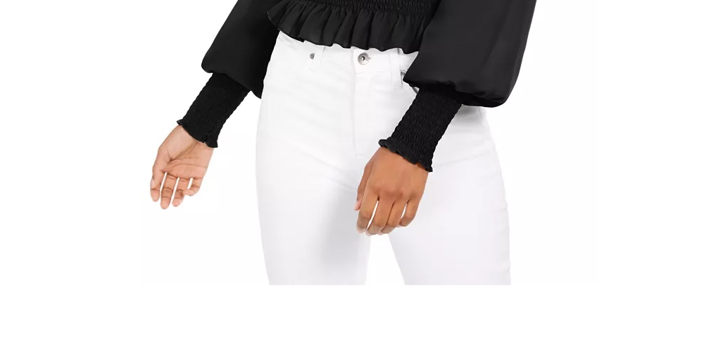 Ultra Flirt Junior's Smocked Waist Peasant Top Purple Size Small