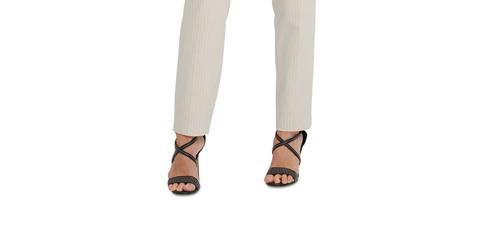 DKNY Women's Striped Flat Front Straight Leg Dress Pants Brown Size 6