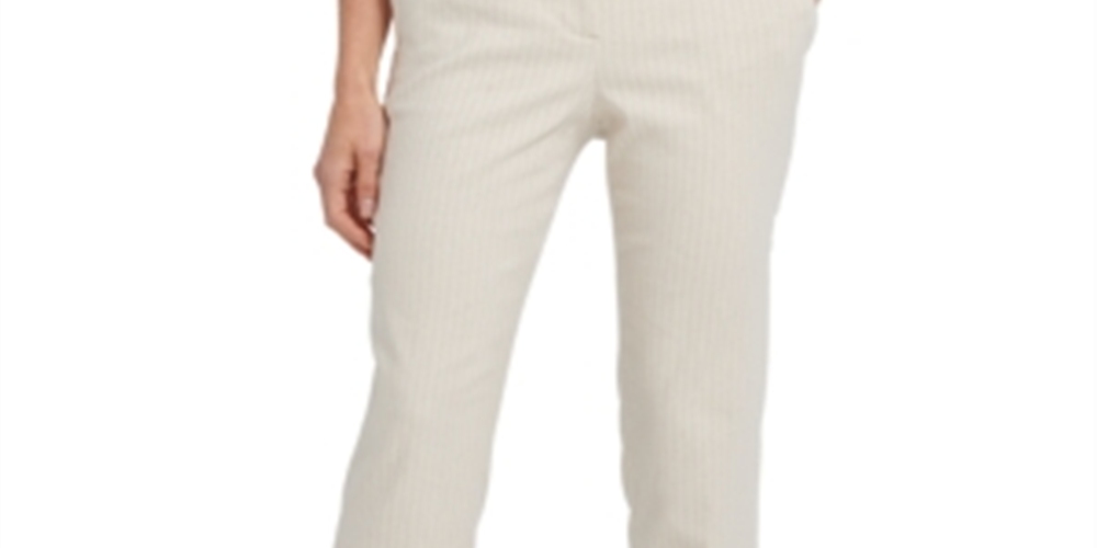 DKNY Women's Striped Flat Front Straight Leg Dress Pants Brown Size 6