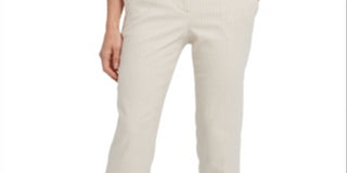 DKNY Women's Striped Flat Front Straight Leg Dress Pants Brown Size 6