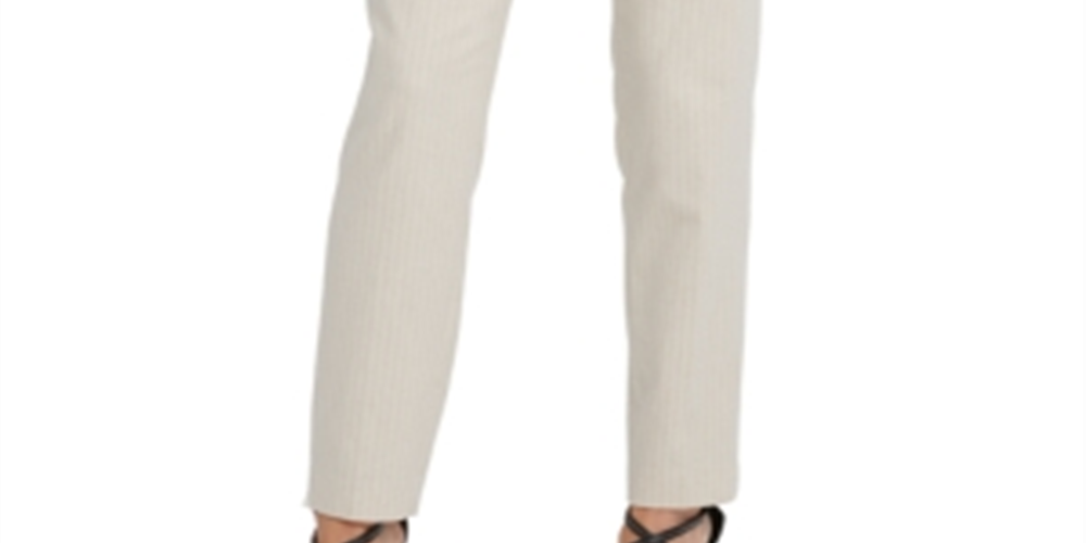 DKNY Women's Striped Flat Front Straight Leg Dress Pants Brown Size 6