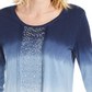 JM Collection Women's Sequined Scoop Neck Top  Blue Size Small
