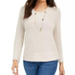 Style & Co Women's Mixed Stitch Sweater Beige Size S