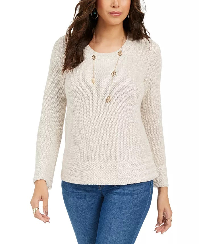 Style & Co Women's Mixed Stitch Sweater Beige Size S