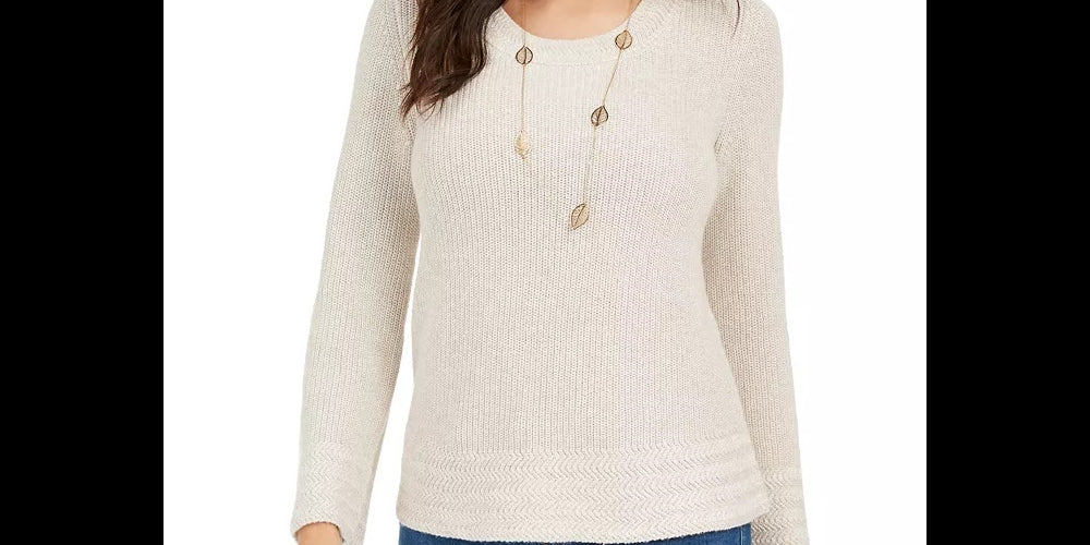 Style & Co Women's Mixed Stitch Sweater Beige Size S