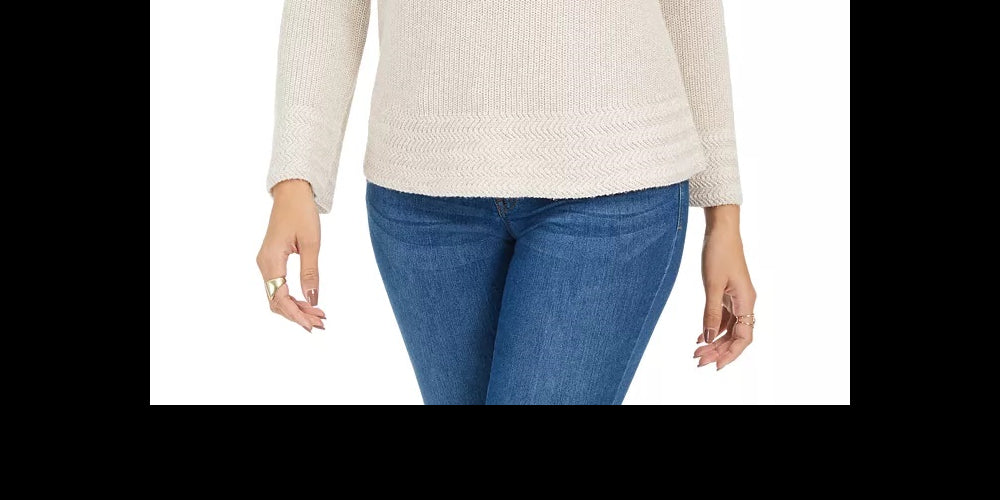 Style & Co Women's Mixed Stitch Sweater Beige Size S