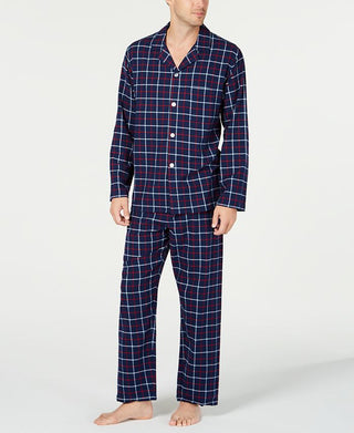 Club Room Men's Plaid Flannel Pajamas Blue Size Medium