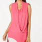 Alfani Women's Sleeveless Draped Front Top Pink Size Petite Small